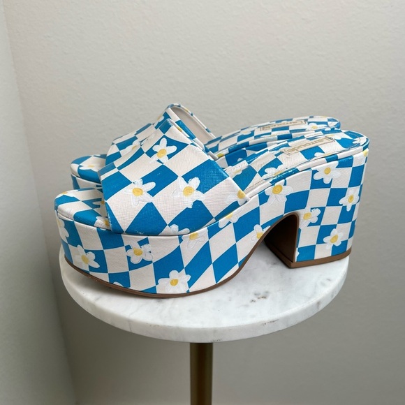 Larroudé Miso Platform Sandals Blue Daisy - Picture 2 of 7